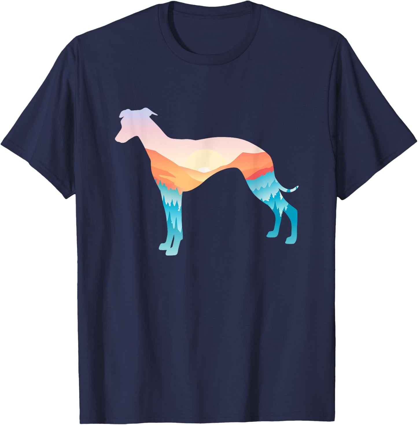 Whippet Nature Hiking Dog Sunrise Adventure T-Shirt - T-Shirt | Navy