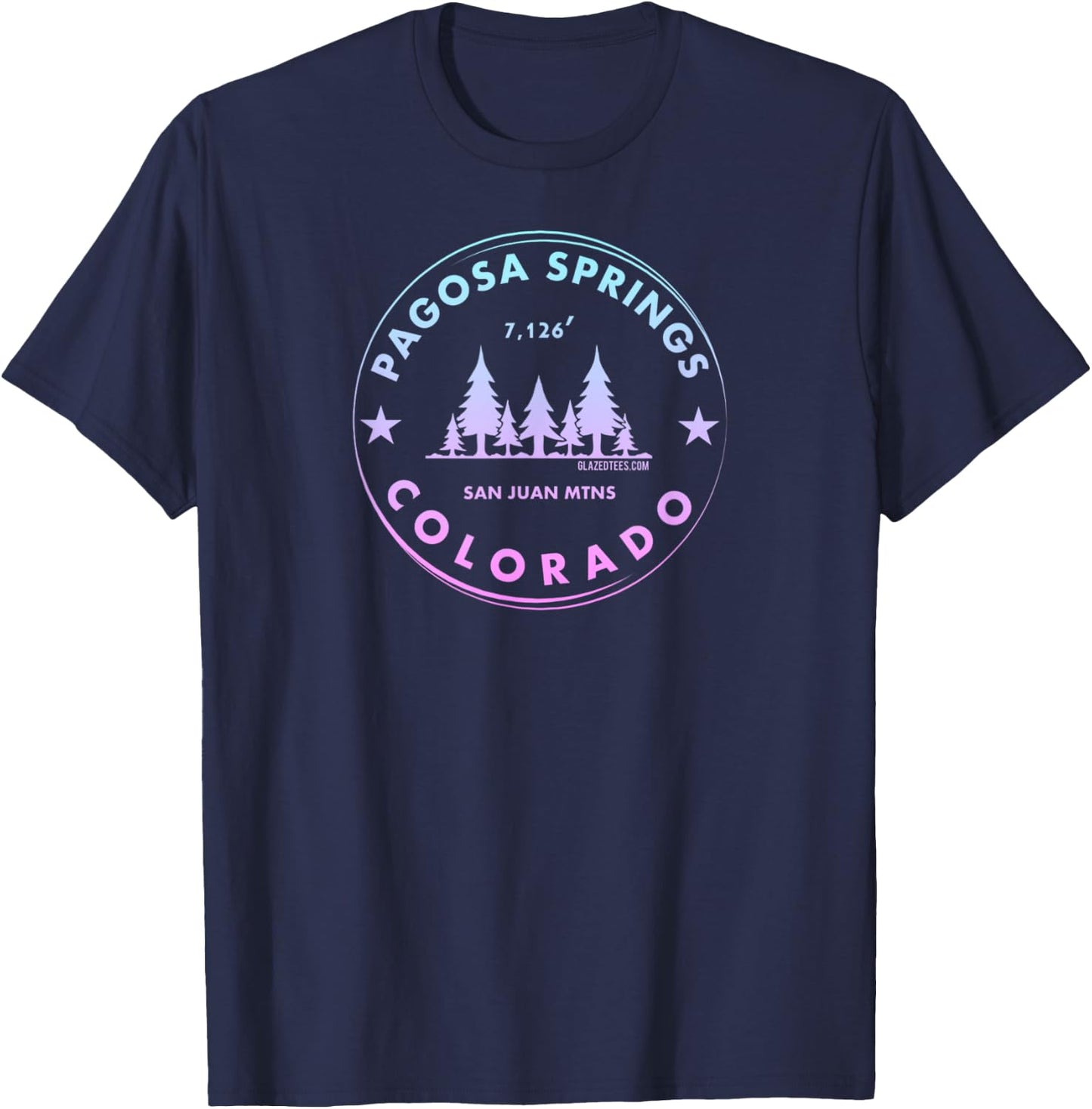 Pagosa Springs Colorado Mountain Town - Retro Mtn Forest T-Shirt - T-Shirt | Navy