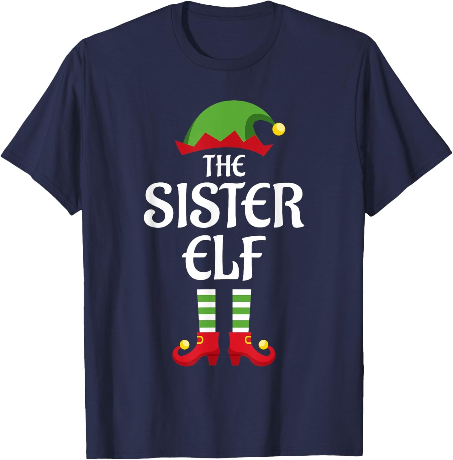 Sister Elf Family Matching Group Christmas T-Shirt - T-Shirt | Navy