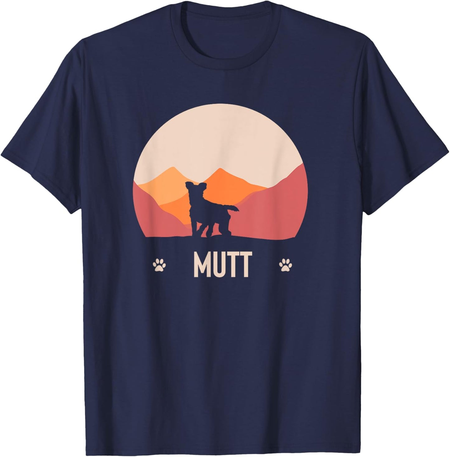Mutt Dog Cute Silhouette Women T-Shirt - T-Shirt | Navy