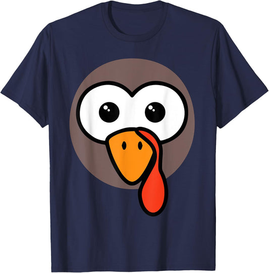 Funny Thanksgiving Silly Turkey Face T-Shirt - T-Shirt | Navy
