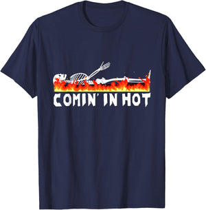 Funeral Director Comin' In Hot Crematory Mortician Cremation T-Shirt - T-Shirt | Navy