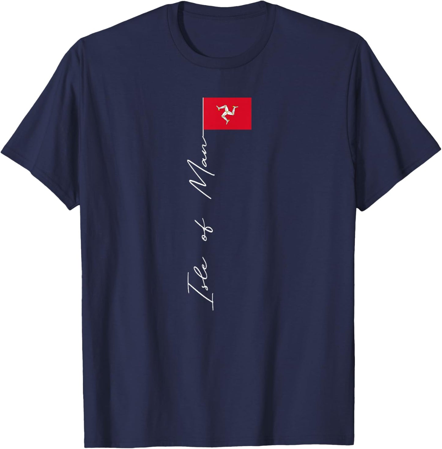 Isle of Man Signature Flag Pole Patriotic Isle of Man Flag T-Shirt - T-Shirt | Navy