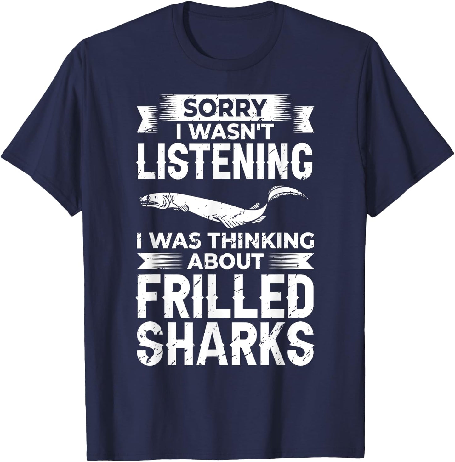 Frilled Shark Animal Tooth Funny Ocean T-Shirt - T-Shirt | Navy