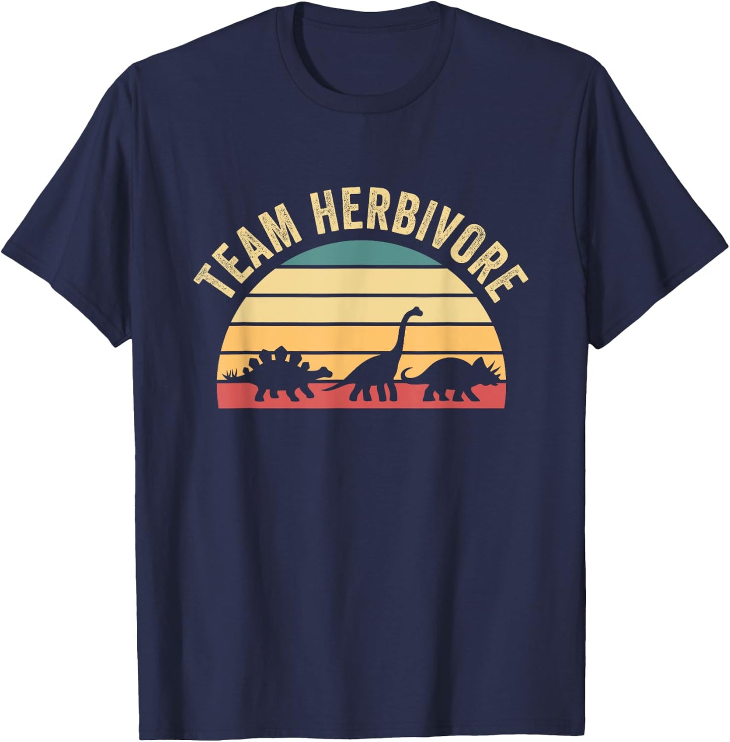 Team Herbivore Cute Dinosaur T-Shirt - T-Shirt | Navy