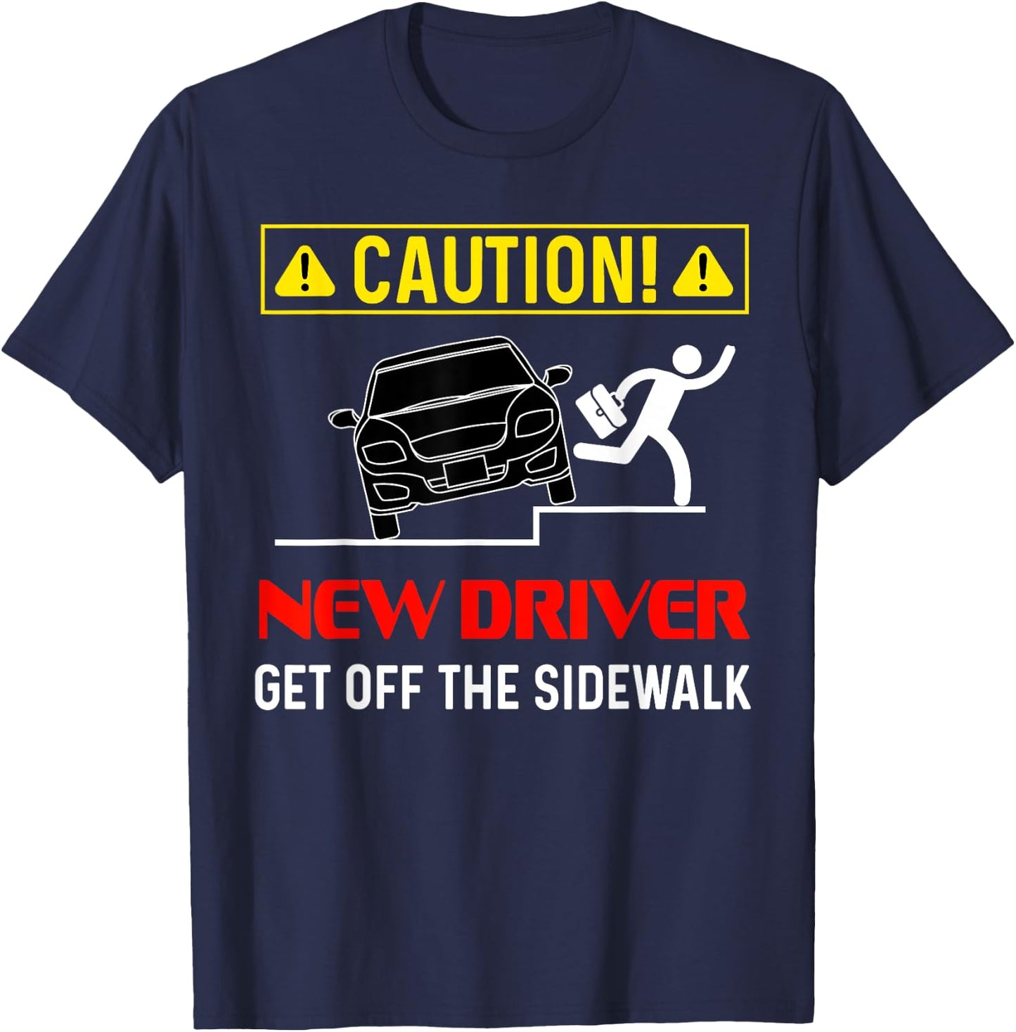 Caution New Driver Funny Student Learner's Permit Licensed T-Shirt - T-Shirt | Navy