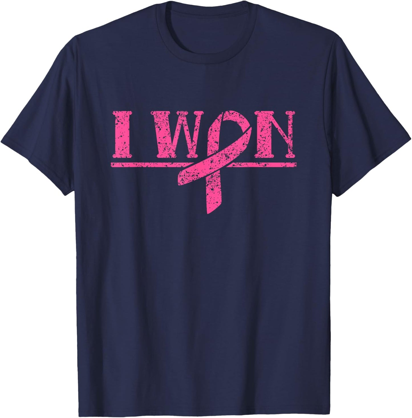 I Won Fight Awareness Pink Support Breast Cancer T-Shirt - T-Shirt | Navy