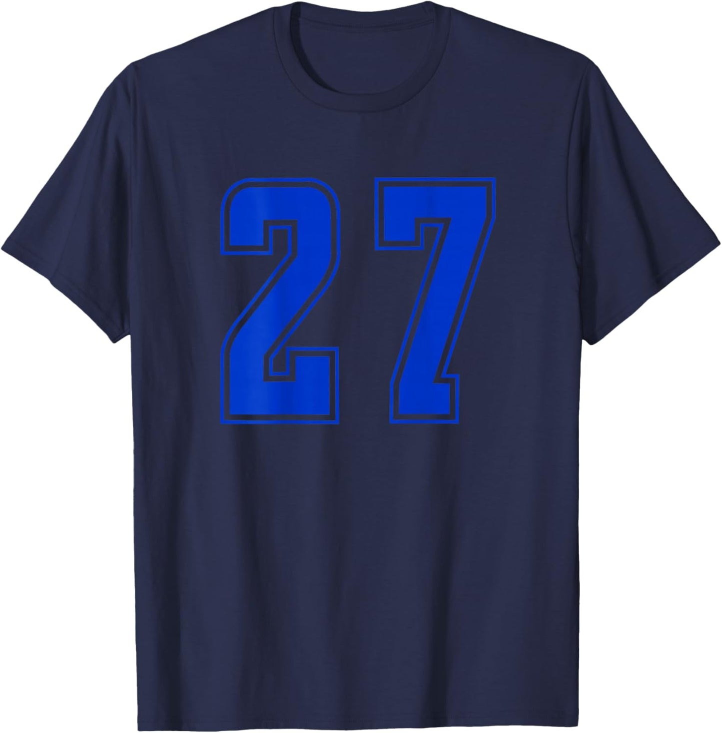 Blue Royal Number 27 Team Junior Sports Numbered Uniform T-Shirt - T-Shirt | Navy