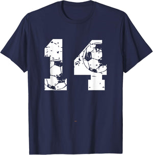 Soccer 14th Birthday 14 Years Old Ball Number Kid Boy T-Shirt - T-Shirt | Navy