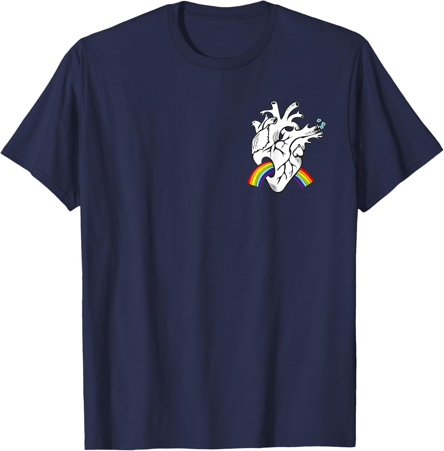 Anatomical heart, , rainbow, Valentine's Day T-Shirt - T-Shirt | Navy