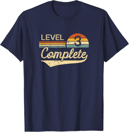 Level 3 Complete Vintage 3rd Wedding Anniversary T-Shirt - T-Shirt | Navy