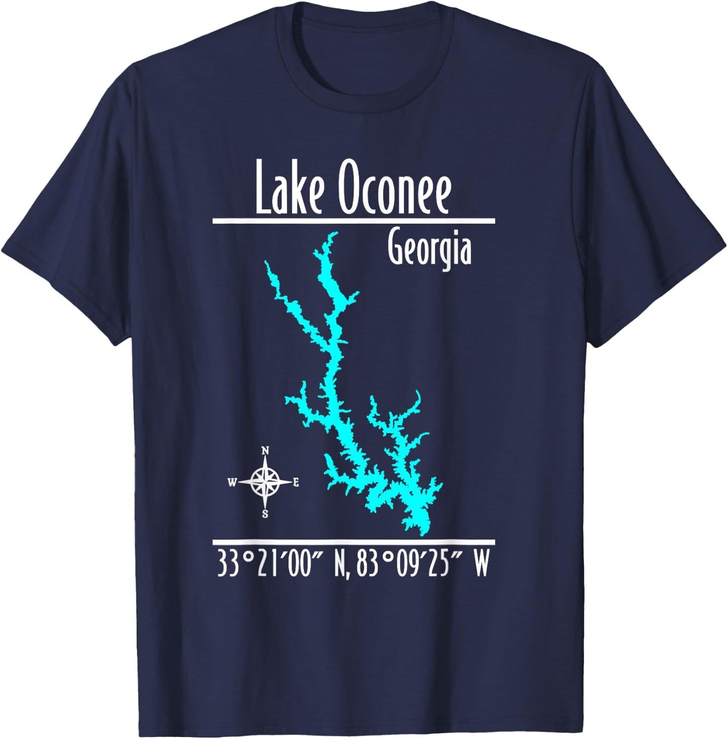 Modern Lake Oconee - Georgia T-Shirt - T-Shirt | Navy