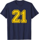 Number #21 Yellow Sport Number 21 T-Shirt - T-Shirt | Navy