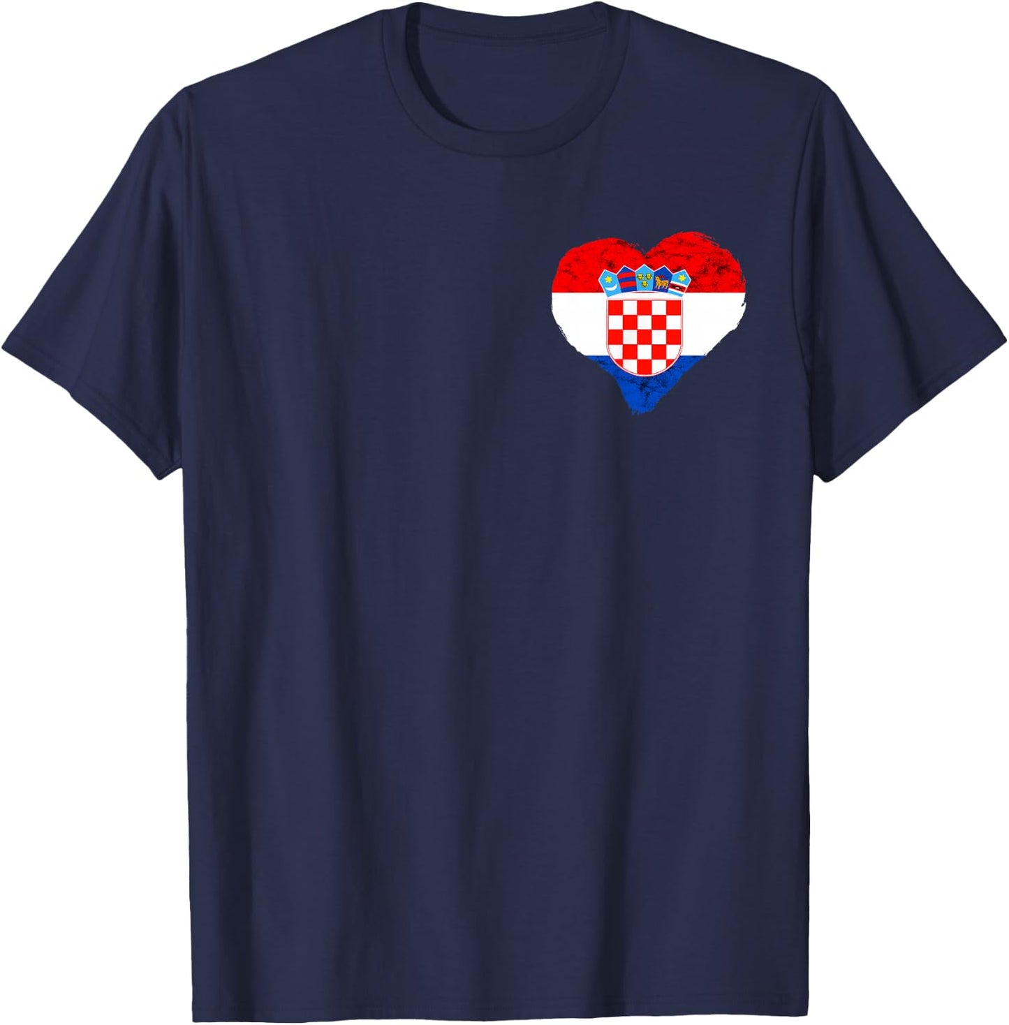 Croatia Heart Croatian Flag Emblem Croatian Roots Hrvatska T-Shirt - T-Shirt | Navy