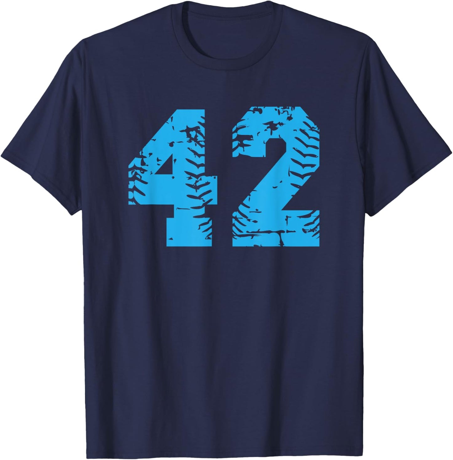 Number #42 Baseball Softball Blue Vintage Number T-Shirt - T-Shirt | Navy