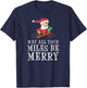 May All Your Miles Be Merry Cartoon Running Santa T-Shirt - T-Shirt | Navy