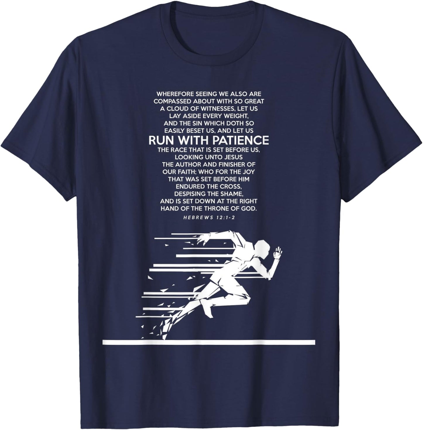 proverbs bible study Hebrews 12 1 2 T-Shirt - T-Shirt | Navy