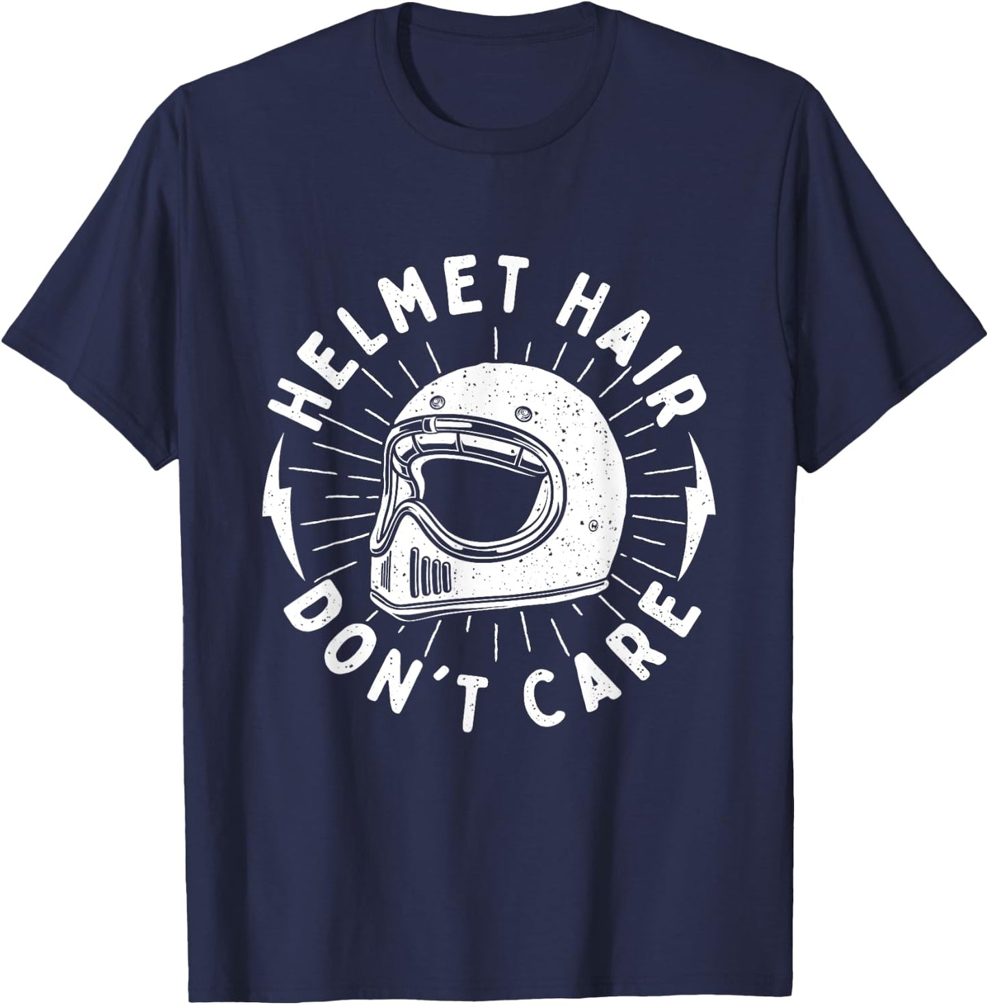 Helmet Hair Don't Care - Biker Motorcycle Bike Lover Riding T-Shirt - T-Shirt | Navy