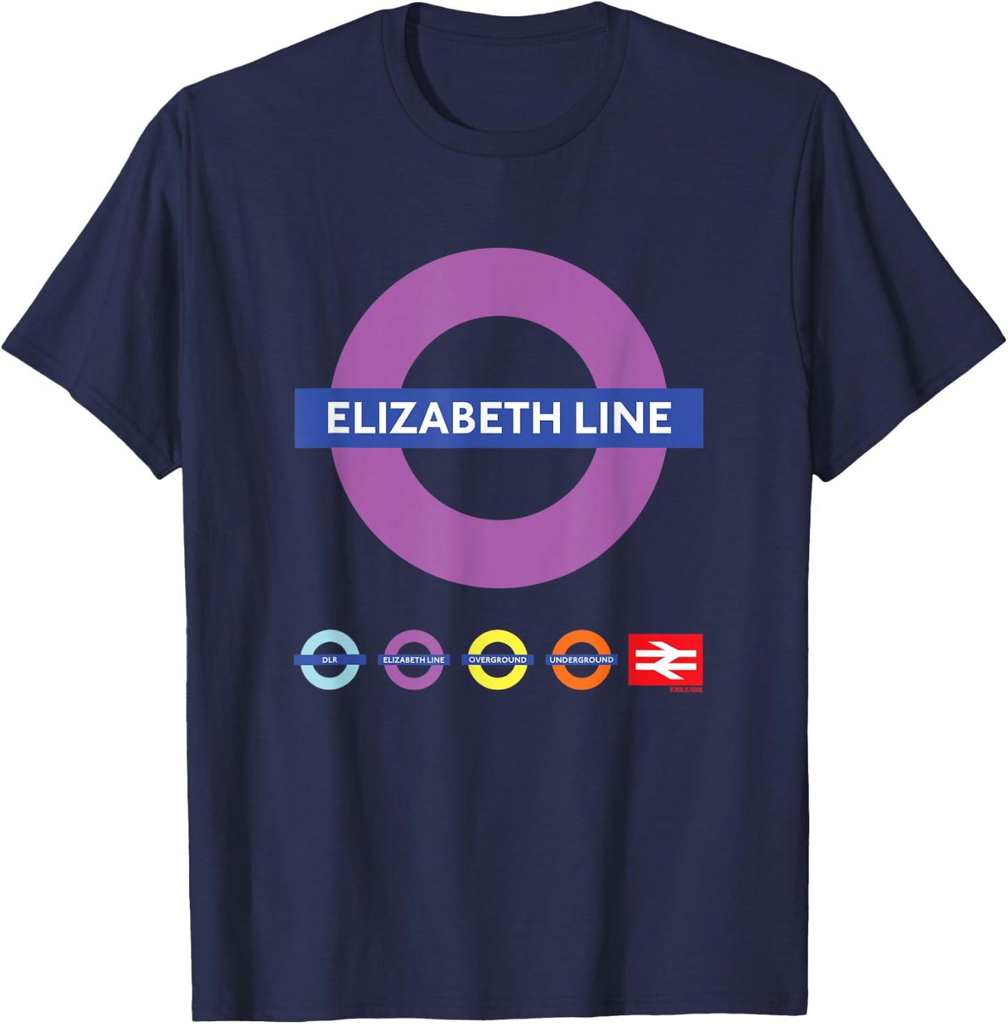 Elizabeth Line UK Train Symbol Britain Railway Colorful Icon T-Shirt - T-Shirt | Navy