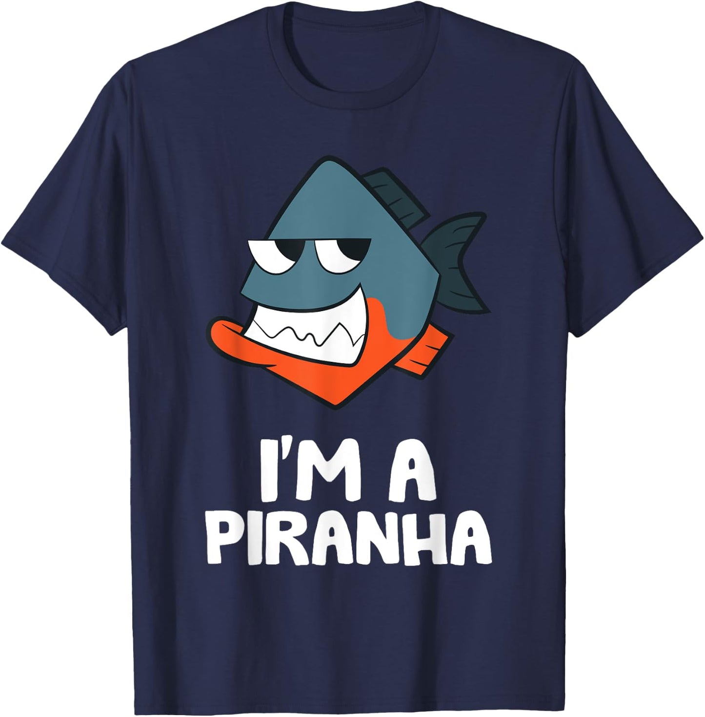 Funny Piranha Fish Gifts I'm A Piranha Kawaii Piranha Fish Drawing -Kids Black Small T-Shirt - T-Shirt | Navy