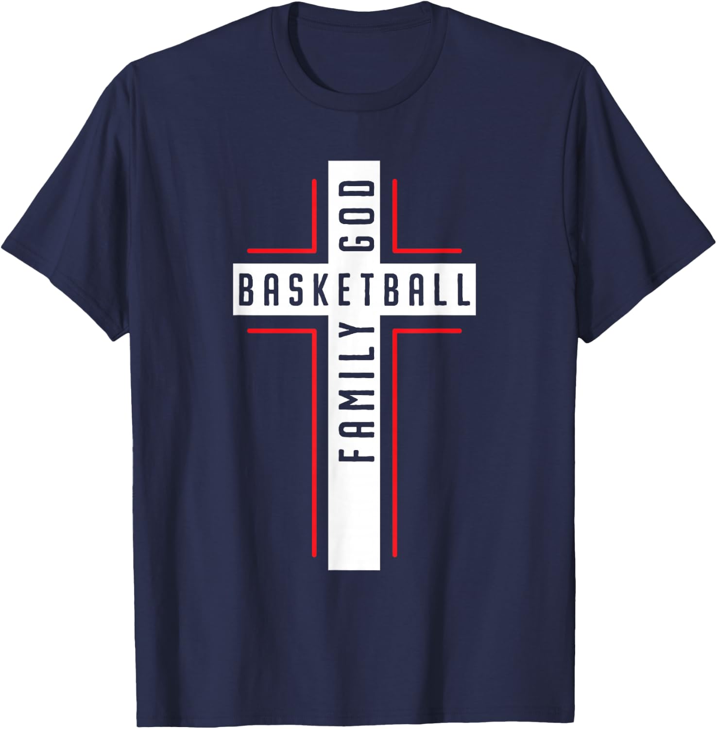 Basketball And Jesus Christ Christian Believer Hooper T-Shirt - T-Shirt | Navy