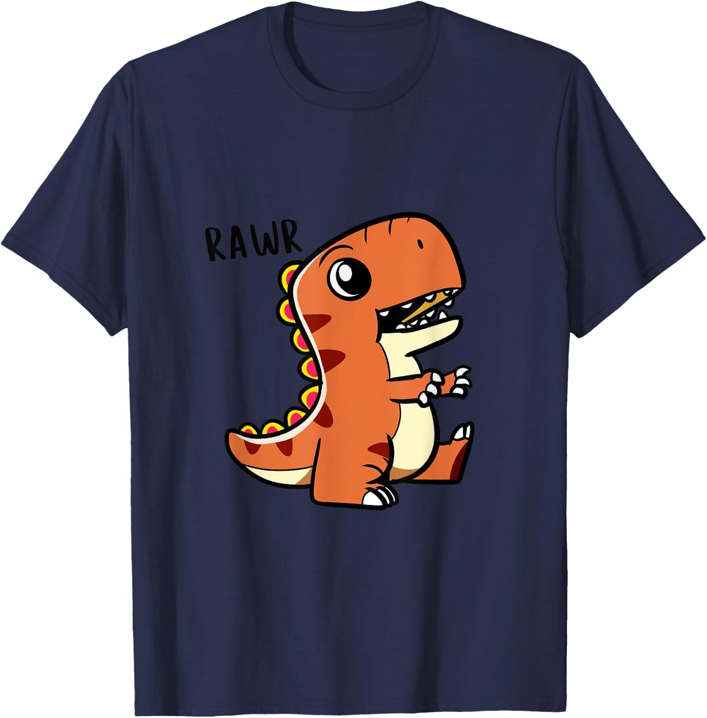 Kids Dino Rawr Trex Cartoon Dinosaur Monster T-Shirt - T-Shirt | Navy
