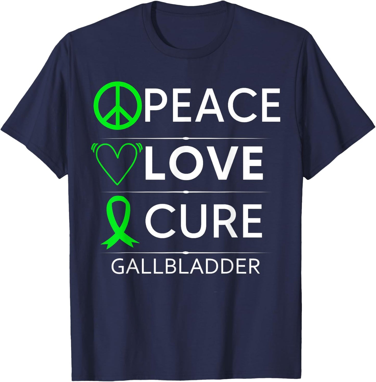 Gallbladder Awareness Gallstones Removal Green Ribbon T-Shirt - T-Shirt | Navy