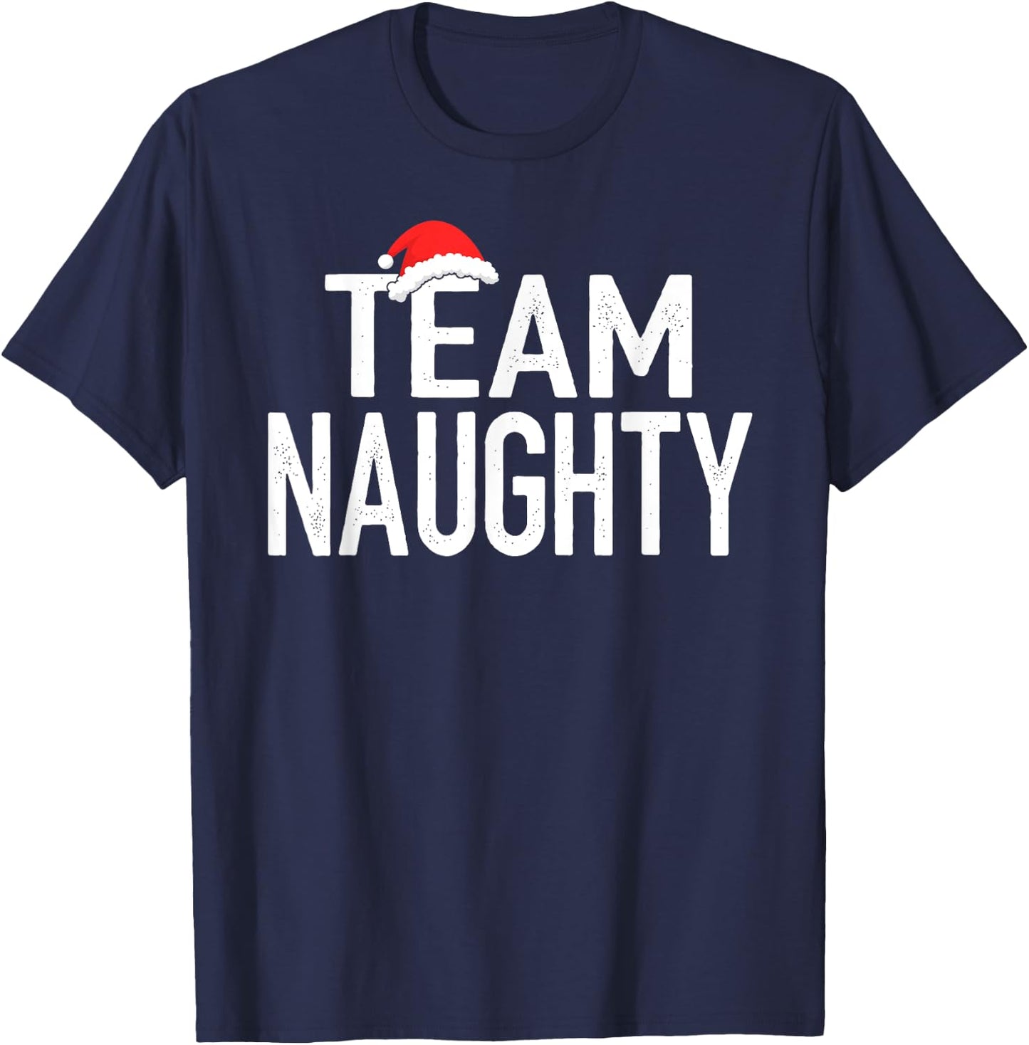 Christmas Couple Santa Claus Pajama Shirts, Team Naughty T-Shirt - T-Shirt | Navy