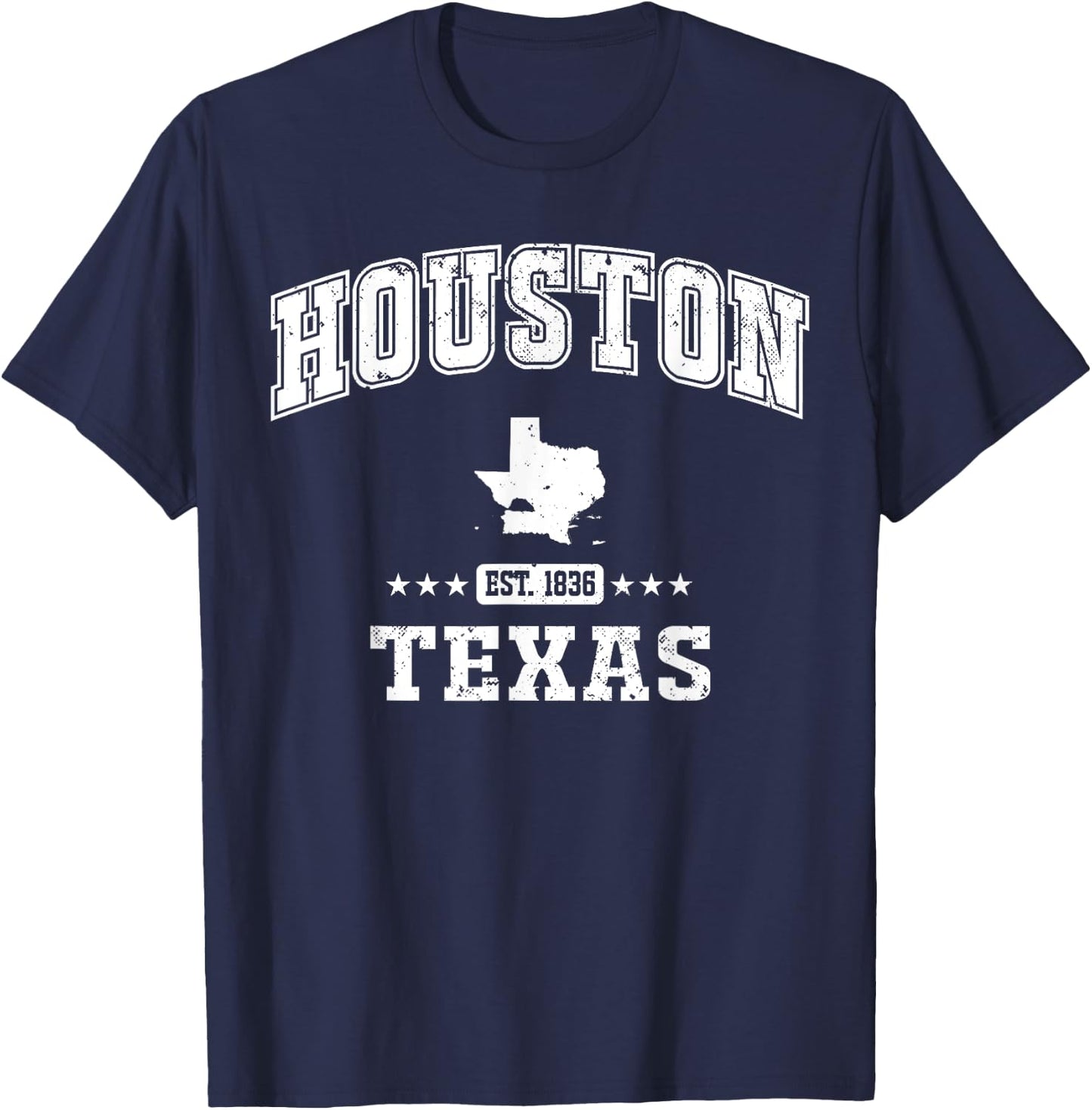 Houston Texas TX Vintage Sports Athletic T-Shirt - T-Shirt | Navy