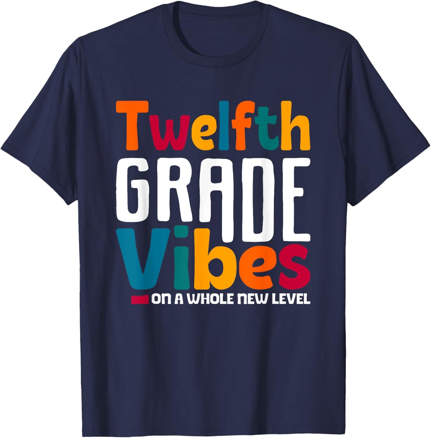 Twelfth Grade Vibes Vintage 1st Day School Team 12th Grade T-Shirt - T-Shirt | Navy