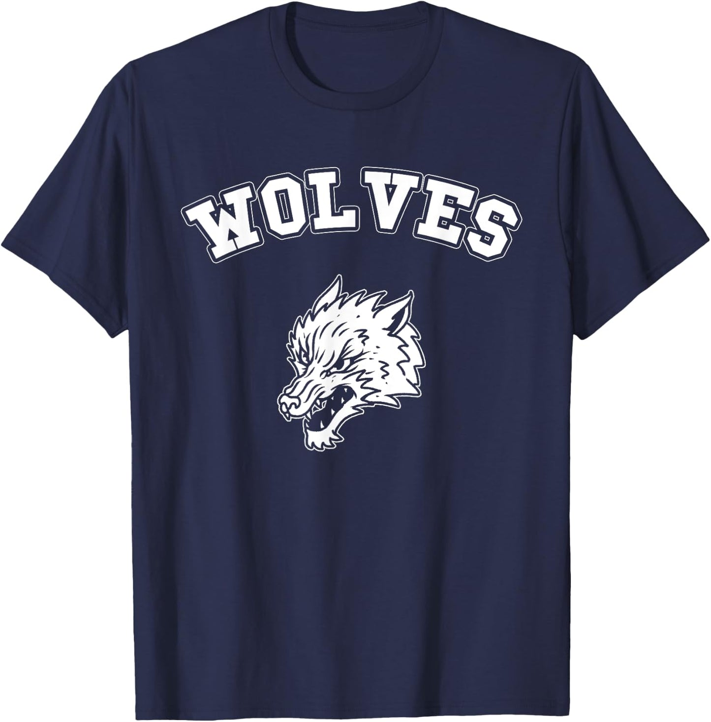 Wolves Team Vintage Sports Football Baseball Wolf College T-Shirt - T-Shirt | Navy