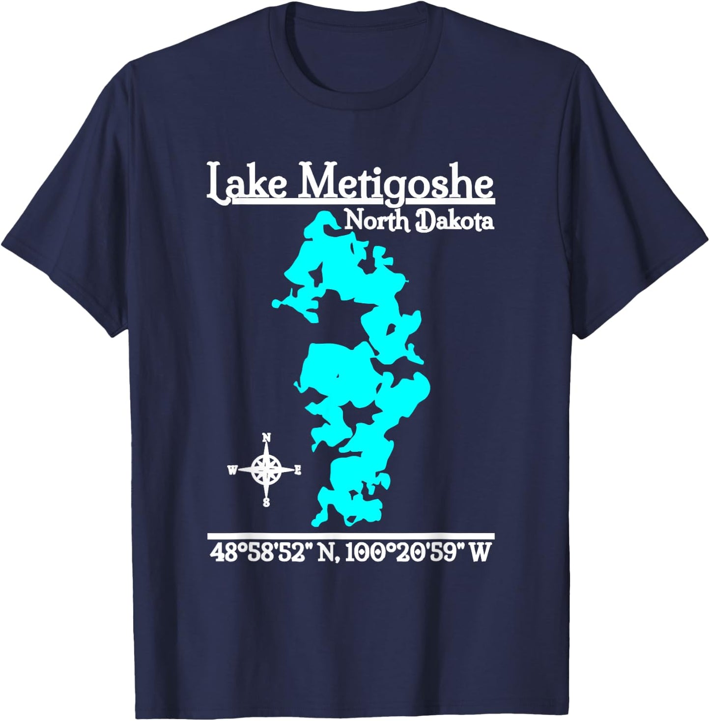 Lake Metigoshe, North Dakota T-Shirt - T-Shirt | Navy