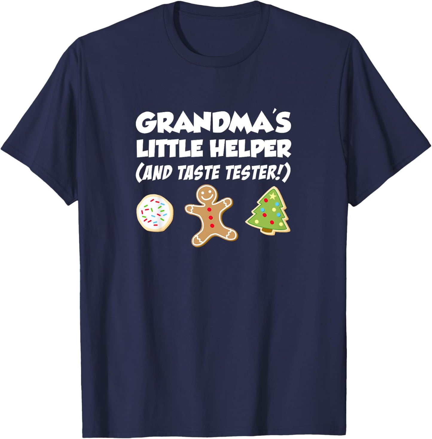 Kids Grandma's Little Helper Christmas Cookie Baking T-Shirt - T-Shirt | Navy