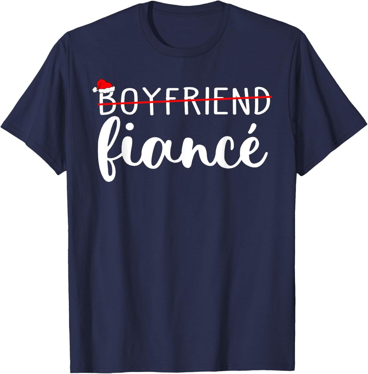 Fiance Fiancee Engaged Couples Matching Christmas Pajama T-Shirt - T-Shirt | Navy