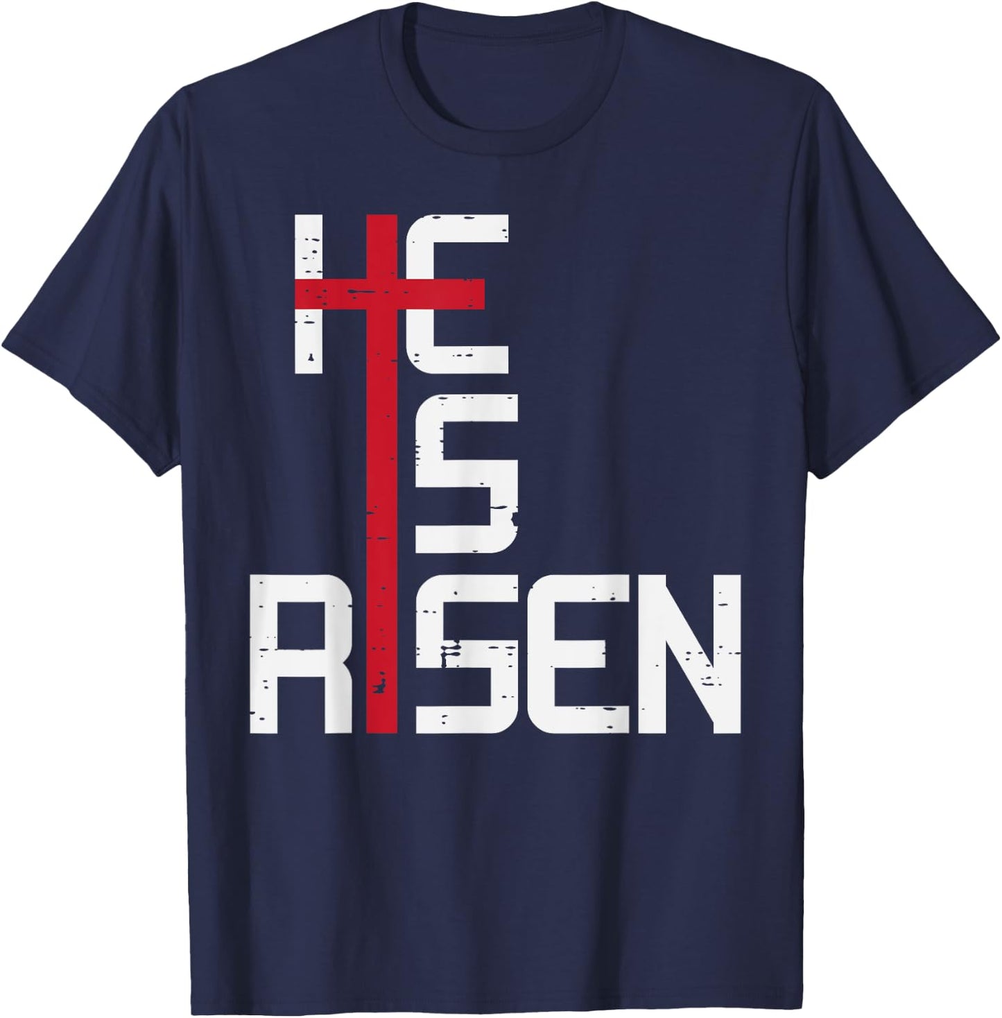 He Is Risen Cross Jesus Easter Christian Religious Men Teens T-Shirt - T-Shirt | Navy