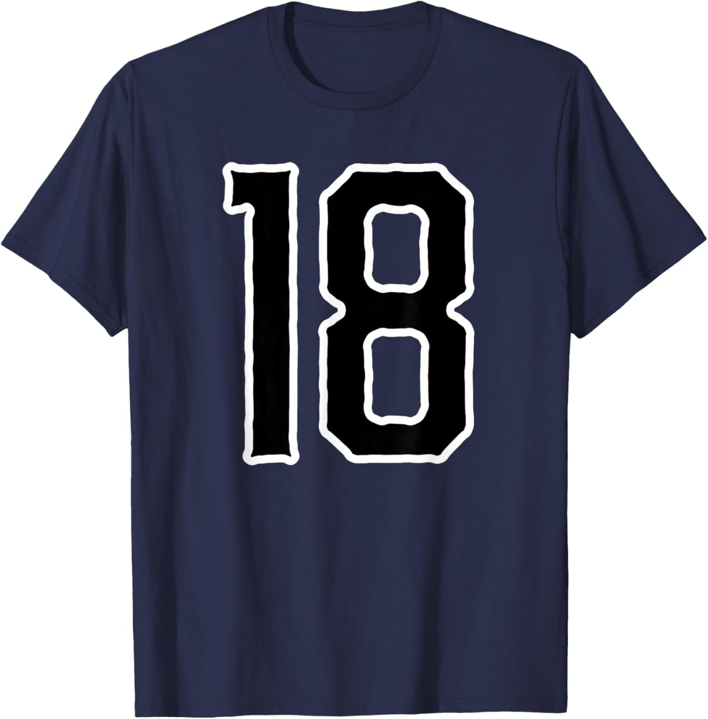 Number #18 White Black Sport Number 18 T-Shirt - T-Shirt | Navy