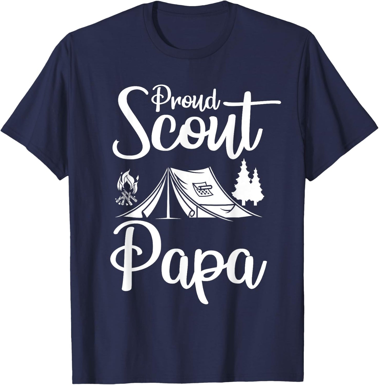 Proud Scout Papa Camping Scouting Tent Scout Dad Leader T-Shirt - T-Shirt | Navy