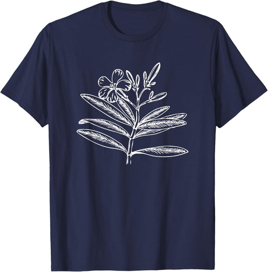 Oleander Flower Shrub Plant Botany T-Shirt - T-Shirt | Navy