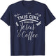 This Girl Runs On Jesus & Coffee Christian Women T-Shirt - T-Shirt | Navy