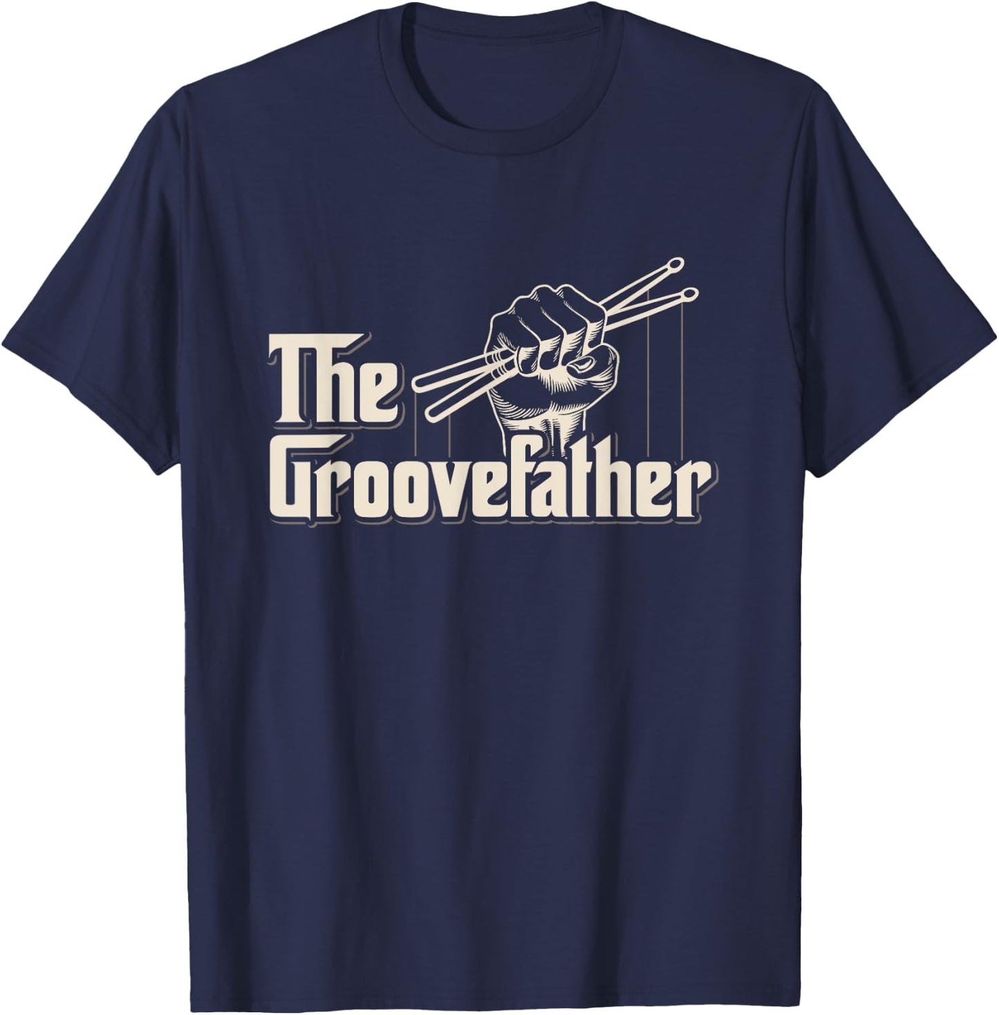 The Groovefather Vintage Drums Drumming - Band Drummer T-Shirt - T-Shirt | Navy