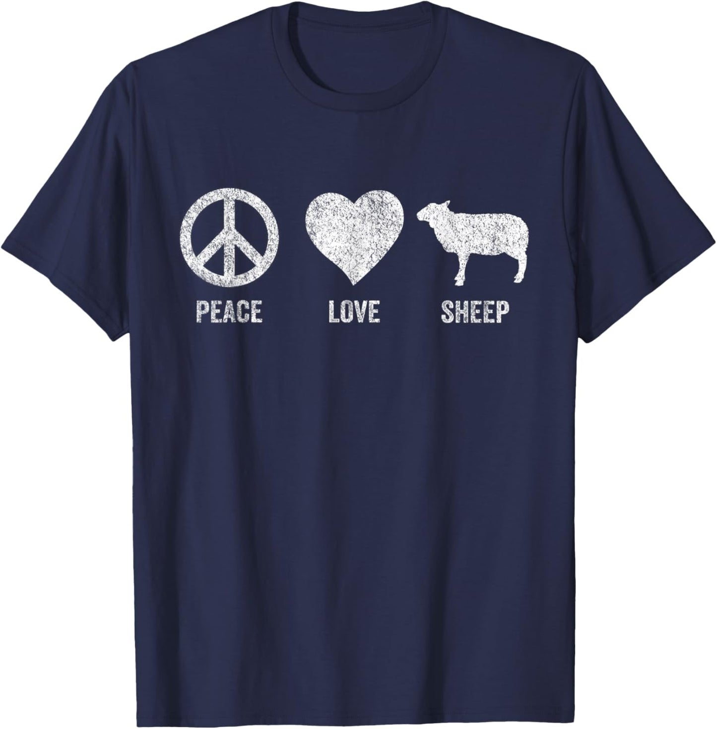 Peace Love Sheep Lover Funny Sheep Quote Retro T-Shirt - T-Shirt | Navy