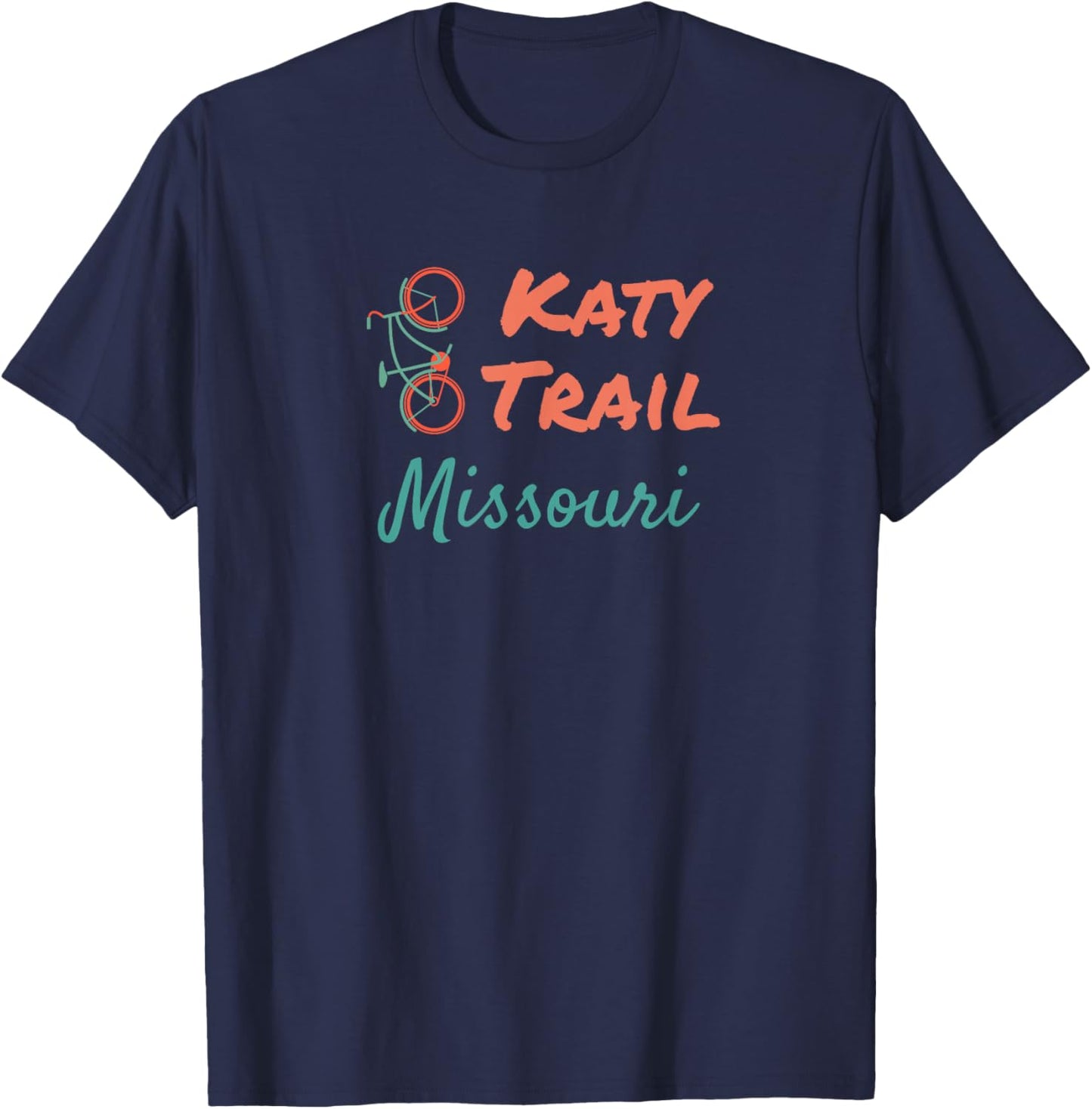 Katy Trail Missouri Orange Green Bike T-Shirt - T-Shirt | Navy