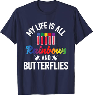 Rainbows And Butterflies - Phlebotomy Nurse Phlebotomist T-Shirt - T-Shirt | Navy