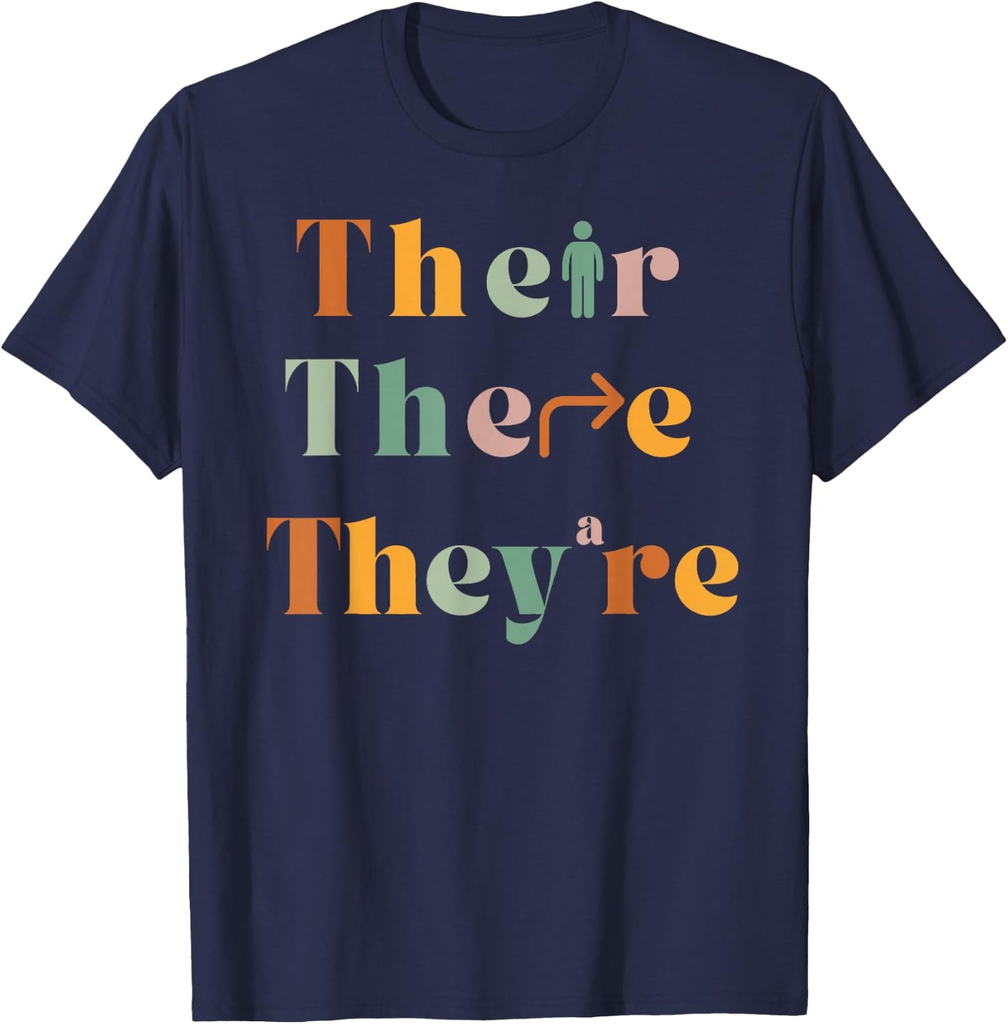 Their There They're Funny English Teacher Gramma Police Joke T-Shirt - T-Shirt | Navy