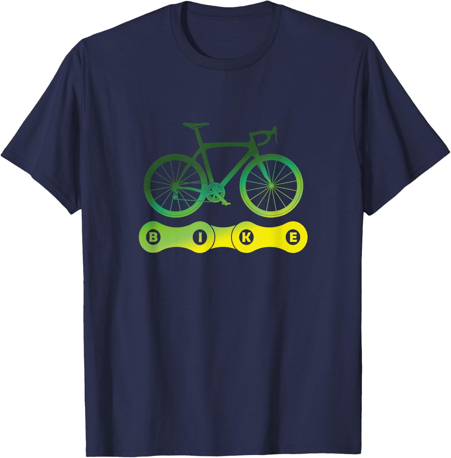 Bike And Chain Road Bike Cycling T-Shirt - T-Shirt | Navy