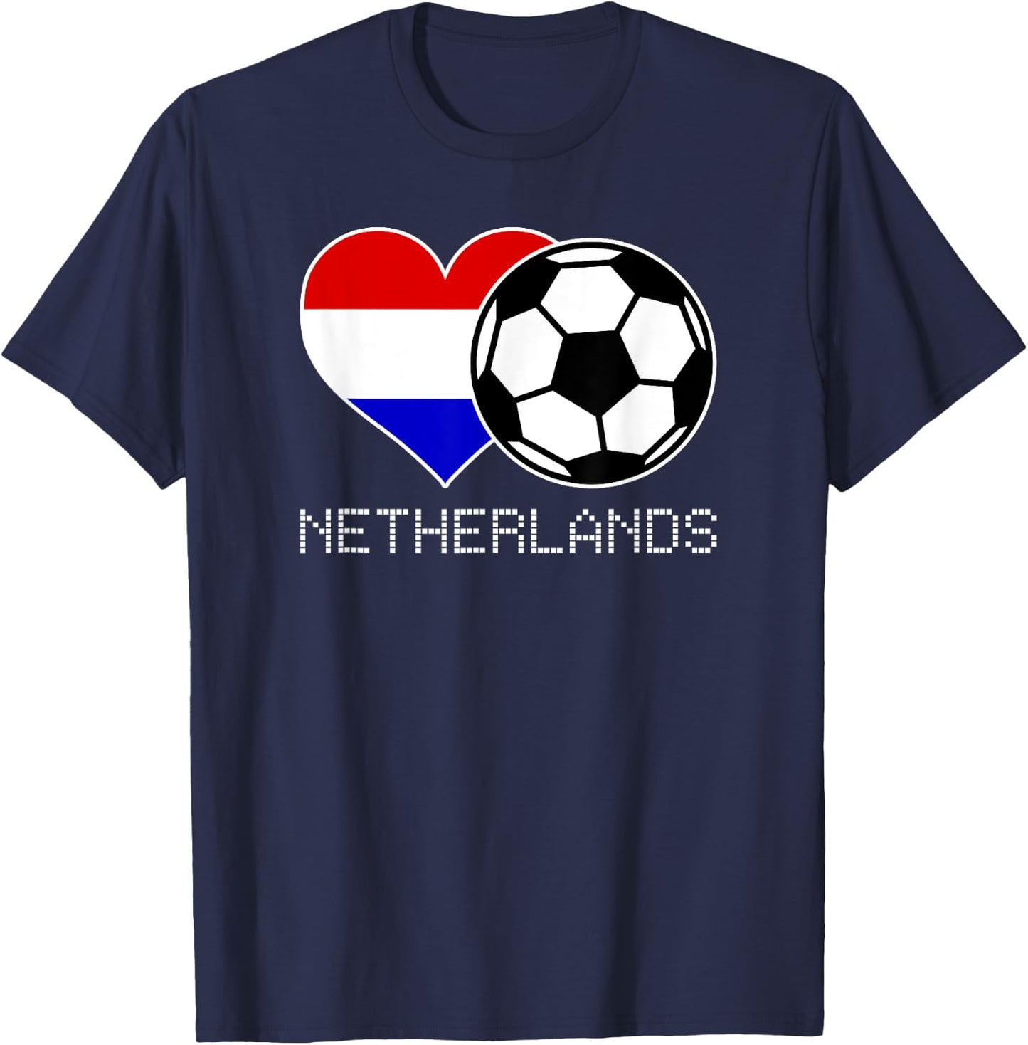 Netherlands Soccer Dutch Flag Love Nederland Pride Heart T-Shirt - T-Shirt | Navy