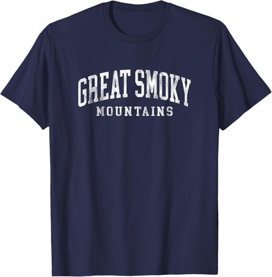 Retro Great Smoky Mountains National Park Hiking T-Shirt - T-Shirt | Navy