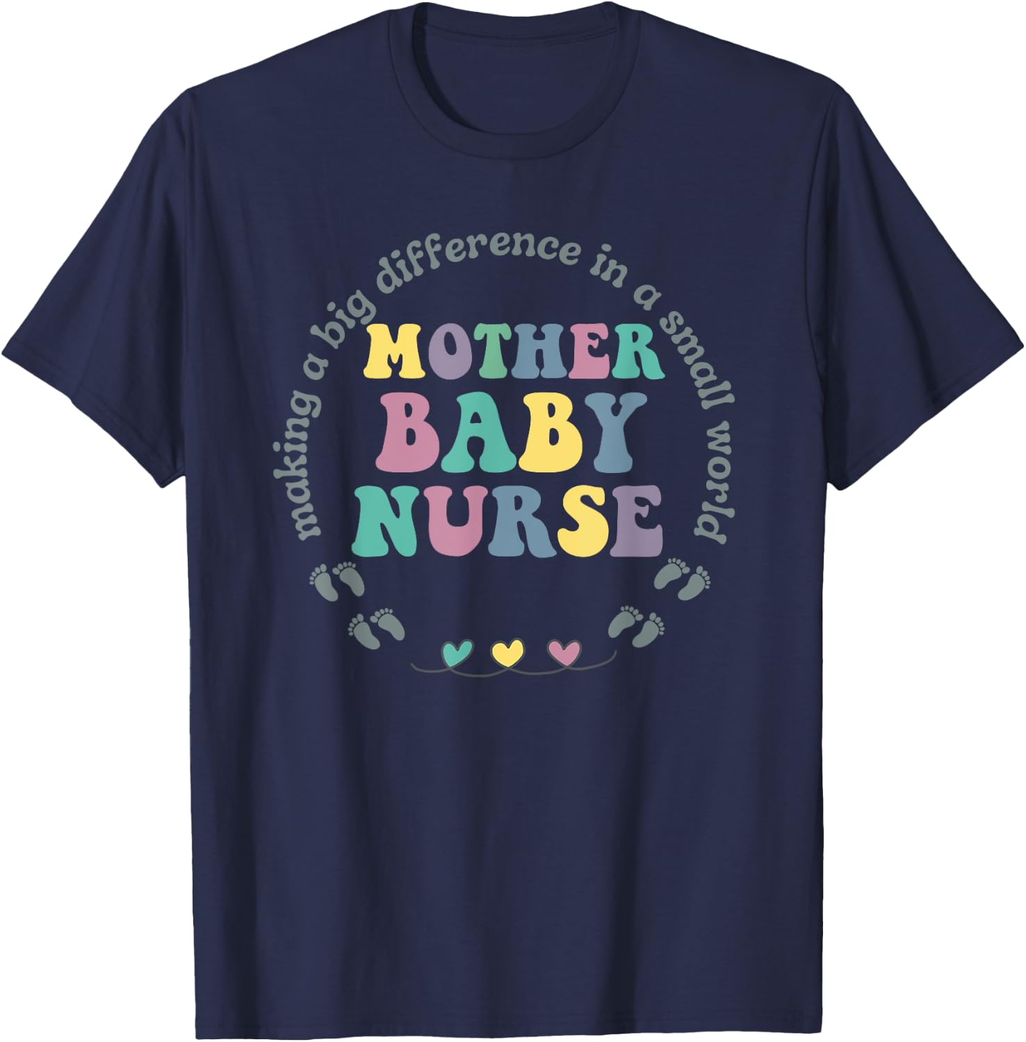groovy Mother Baby Nurse Postpartum Mom Baby Nursing T-Shirt - T-Shirt | Navy