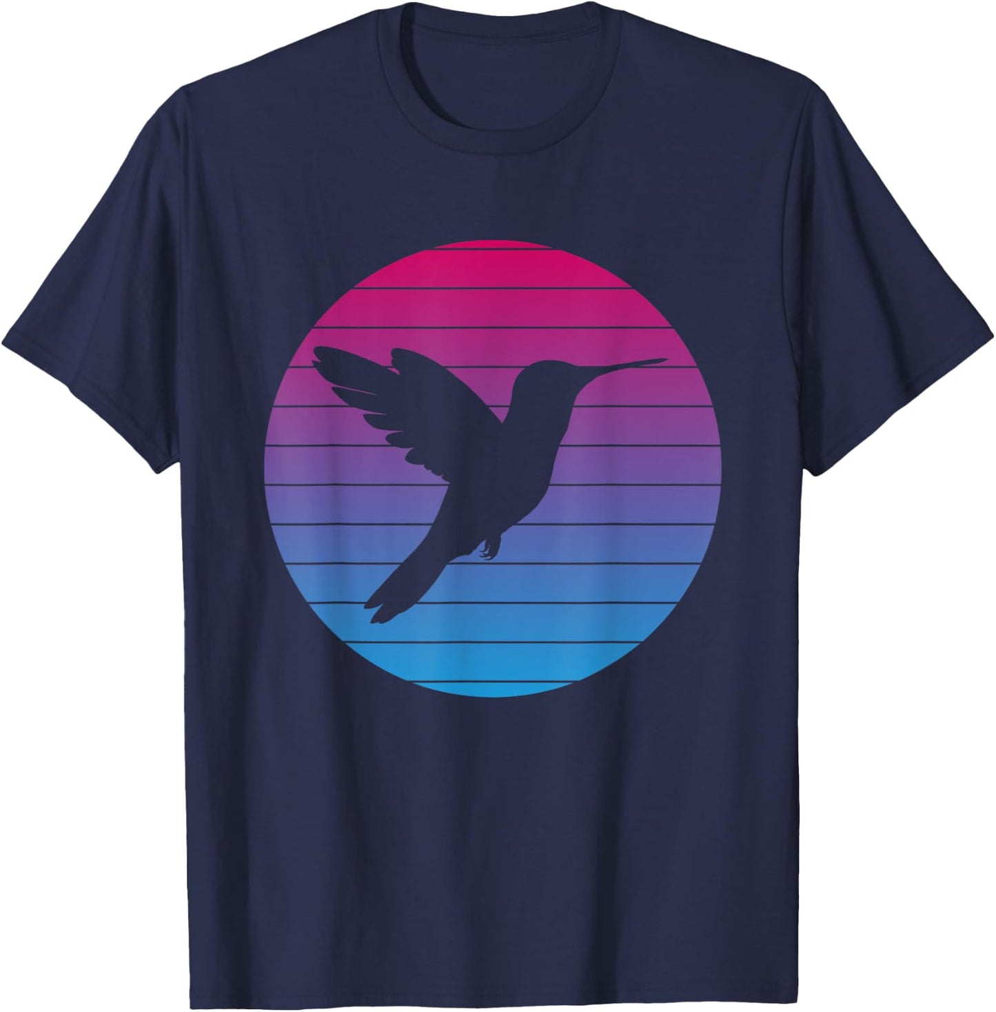 Hummingbird Bird Vintage Bird Design Vintage Sunset T-Shirt - T-Shirt | Navy