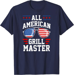All-American Grill Master USA American Flag Patriotic Women Men T-Shirt - T-Shirt | Navy